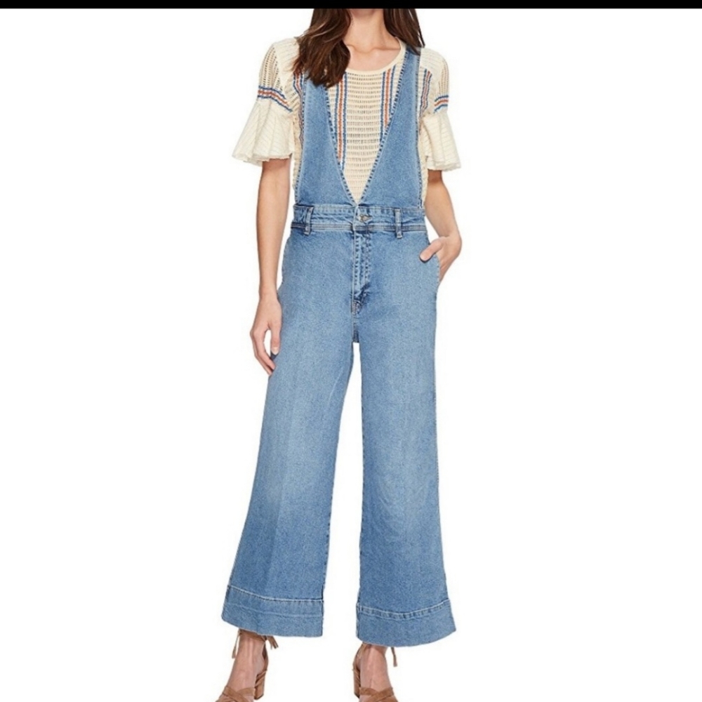 Free People overalls in beach blue light wash